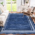 thumbnail image 1 of Scalloped Modern Abstract Rug 5x7 Washable Rug for Bedroom, Non-Slip Non-Shedding Soft Living Room Rug, Minimalist Scalloped Low-Pile Throw Carpet for Dining Room Home Office, Navy Blue, 1 of 8