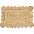 thumbnail image 1 of Scalloped Natural Jute Natural Color Home Decor Reversible Braided Woven Rigo Area Rug, 4X6, 1 of 4