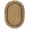 thumbnail image 1 of Scalloped Oval Jute Area Rug, Handwoven Farmhouse Braided Reversible Eco-Friendly Boho Rug for Living Room, Bedroom, Kitchen Border, 2.6 X 20 FT, 1 of 5