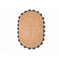 thumbnail image 1 of Scalloped Oval Jute Area Rug , Reversible Eco-Friendly Boho Rug for Living Room, Bedroom, Dining Room, Entryway, Kitchen, Navy Blue, 5 X 7 FT, 1 of 1