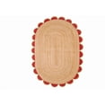 thumbnail image 1 of Scalloped Oval Jute Area Rug , Reversible Eco-Friendly Boho Rug for Living Room, Bedroom, Dining Room, Entryway, Kitchen, Red, 2.6 X 14 FT, 1 of 1