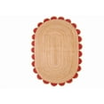 thumbnail image 1 of Scalloped Oval Jute Area Rug , Reversible Eco-Friendly Boho Rug for Living Room, Bedroom, Dining Room, Entryway, Kitchen, Red, 3 X 5 FT, 1 of 1
