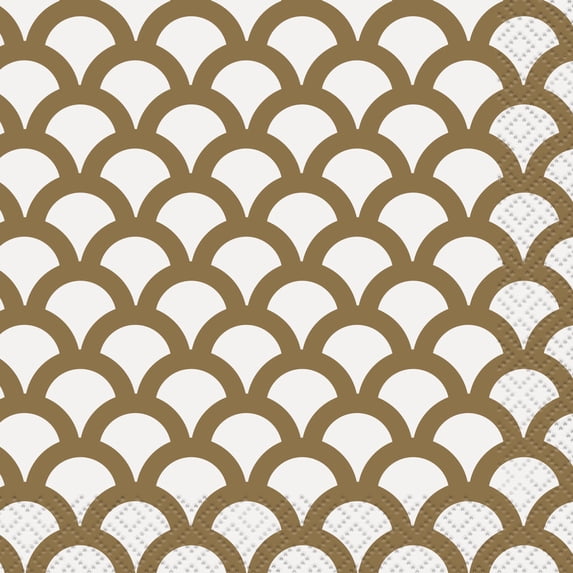 Scalloped Paper Beverage Napkins, Gold, 16ct