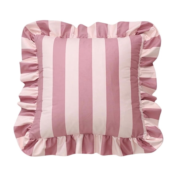Scalloped Pillow,Striped Velvet Ruffled Throw Pillow,Home Textile Decorative Pillow With Insert,Decorative Sofa Pillow,Soft Luxurious Sofa Bedroom Living Room Decor Wrinkle-Resistant.