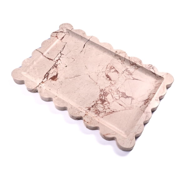 Scalloped Pink Marble Serving Tray For Bathroom Kitchen Home Decor