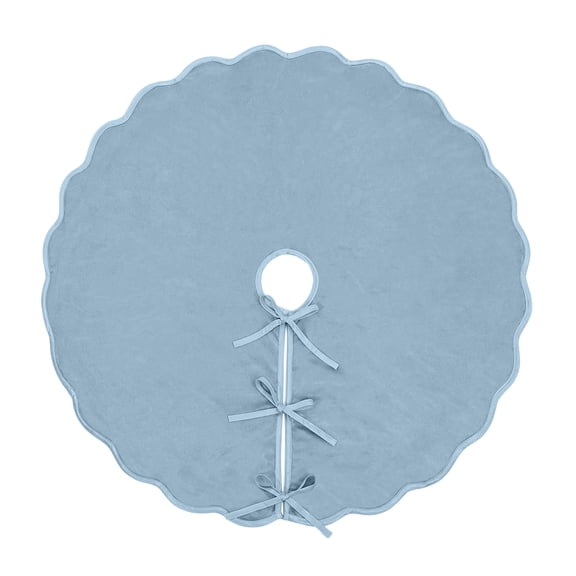 Scalloped Plush Christmas Tree Skirt for Festive Holiday Home Decor,Light Blue Round Base for 3-5 Ft Trees,48 Inch,1 Pack