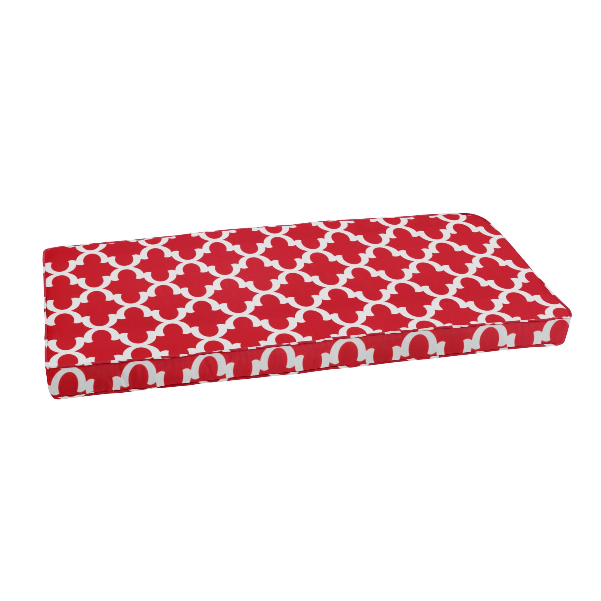 Scalloped Red Corded Bench Cushion for Indoor/Outdoor Seating