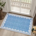 thumbnail image 1 of Scalloped Runner Rug 2'x3' for Hallway & Bathroom - Non Slip, Machine Washable Soft Carpet - Kitchen, Bedroom, Nursery Floor Mat (Blue), 1 of 7