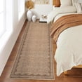 thumbnail image 1 of Scalloped Runner Rug 2'x6' for Hallway & Bathroom - Non Slip, Machine Washable Soft Carpet - Kitchen, Bedroom, Nursery Floor Mat (Coffee), 1 of 7