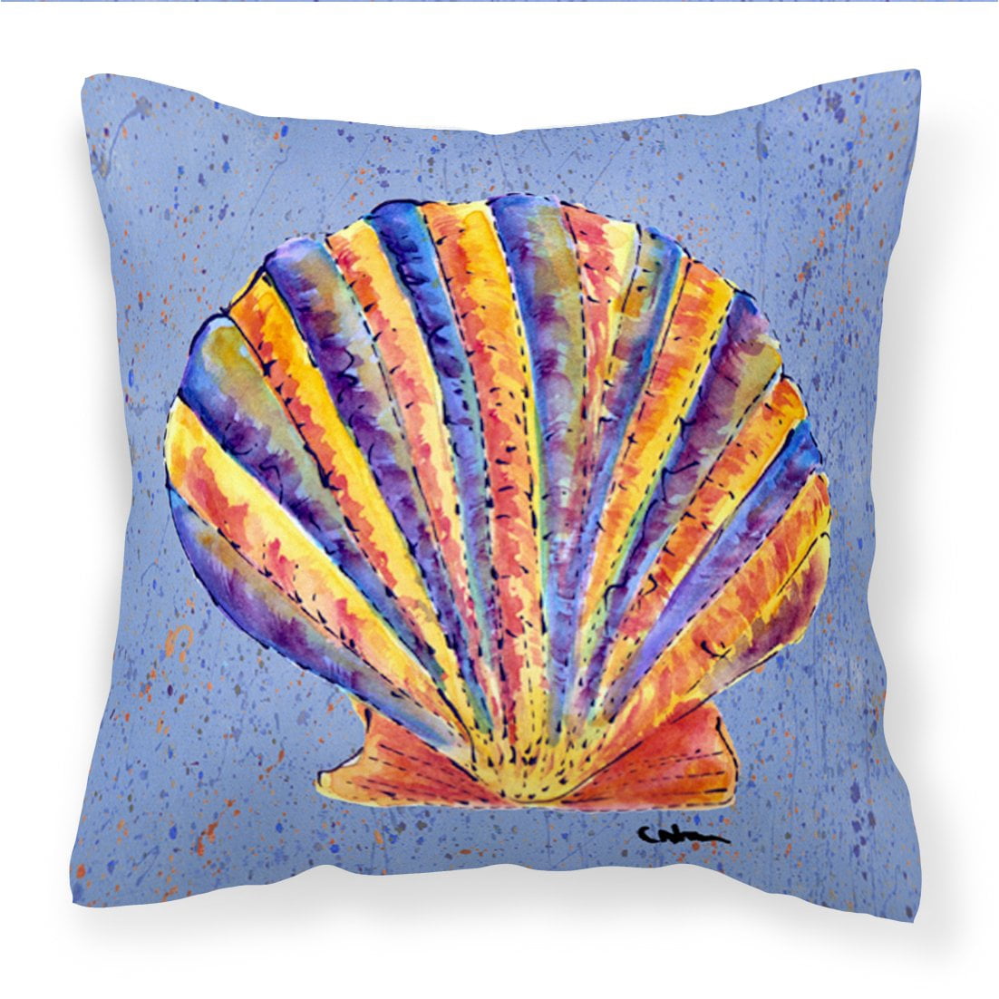 Scalloped Shell on Blue Fabric Decorative Pillow Blue - Walmart.com