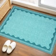 thumbnail image 1 of Scalloped Teal Door Mat Indoor Rugs for Entryway Small Rug 2x3 Washable Non-Slip TPE Backing Modern Minimalism Soft Low-Pile Throw Carpet for Bedroom Kitchen Bathroom, 1 of 1