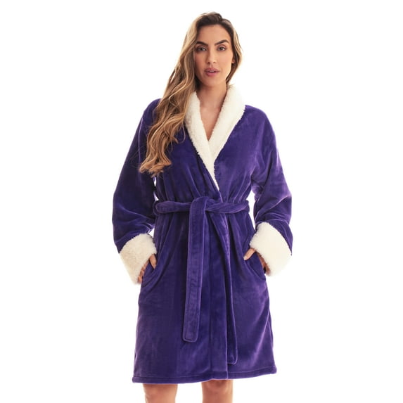 Just Love Solid Kimono Robes for Women (Purple Sherpa, X-Large)