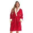thumbnail image 1 of Scalloped Textured Kimono Robe (Red Sherpa, 3X), 1 of 3