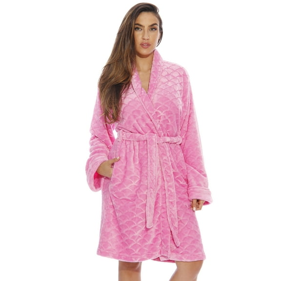 Scalloped Textured Kimono Robe (Rose, 2X, Regular)
