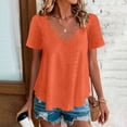 thumbnail image 1 of Scalloped V Neck Eyelet Blouse for Women Short Sleeve Embroidered Hollow Out Loose Fit Soft Breathable Summer Casual Work Office Shirt Top, 1 of 9