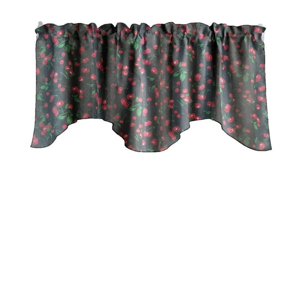 Scalloped Valance Cotton Cherries Allover Print 58" Wide / 20" Tall