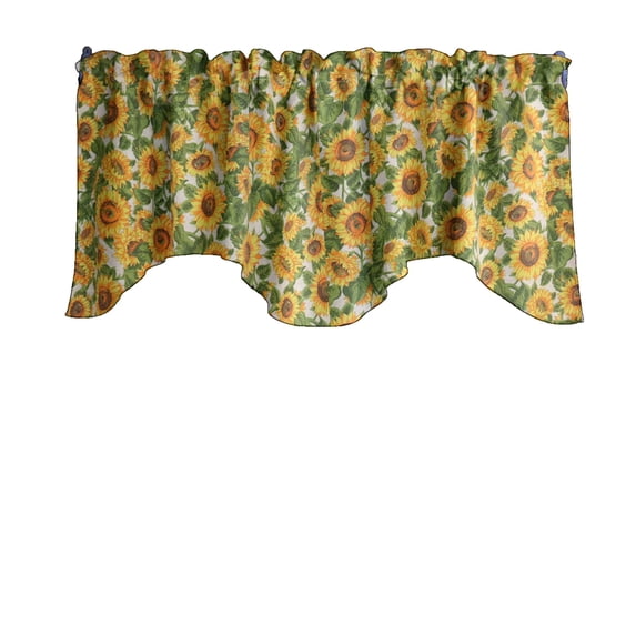 Scalloped Valance Cotton Floral Sunflowers Print 58" Wide / 20" Tall