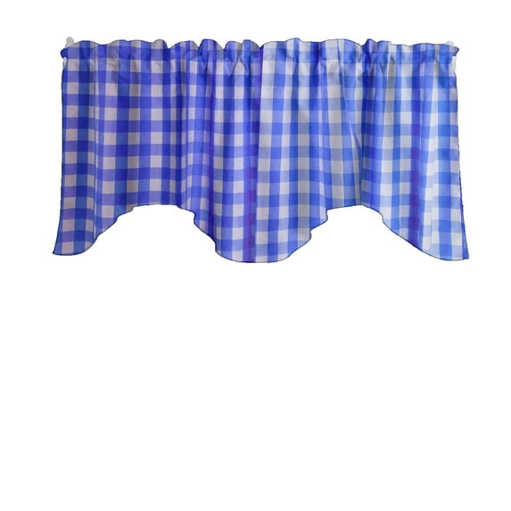 Scalloped Valance Cotton Gingham Checkered Print 58" Wide / 20" Tall