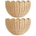 thumbnail image 1 of Scalloped Wall Basket Handwoven Natural Rattan Storage Organizer with Sturdy Metal Frame, Nordic Style Wicker Decor for Wall Storage, 1 of 7
