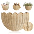 thumbnail image 1 of Scalloped Wall Basket - Scalloped Hanging Wicker Baskets for Wall, Hand Scalloped Wicker Wall Basket Home Decor for Entryway, Kitchen, Office, Living Room, 1 of 8