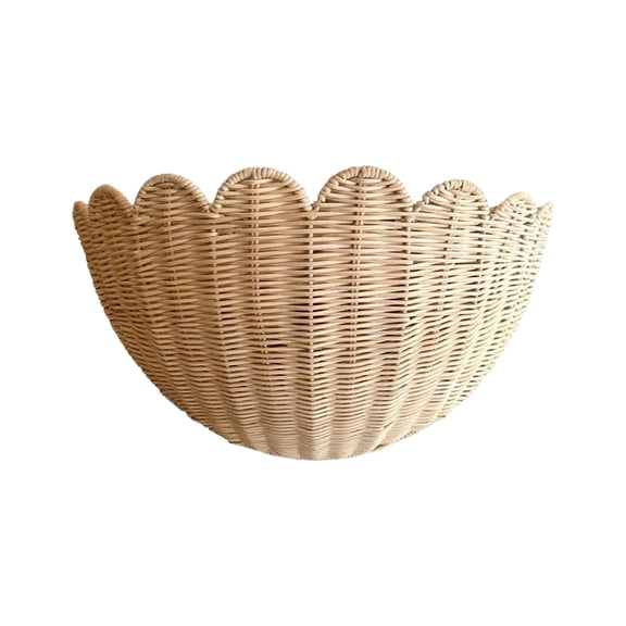 Scalloped Wall Hanging Shelves, Hand-Woven Wicker Wall Basket Decor, Boho Natural Rattan Decor Home, Living Room, Room