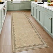 Scalloped Washable Non-Slip Rug Low-Pile Solid Modern Minimalism Indoor Carpet for Entryway Bedroom Living Room Kitchen Bathroom