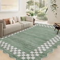thumbnail image 1 of Scalloped Washable Rug 10x13 Area Rug for Living Room Modern Border Large Bedroom Throw Carpet with Rubber Backing Stain Resistant Boho Rug for Dining Room Home Decor Office, 1 of 9