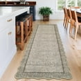thumbnail image 1 of Scalloped Washable Runner Rug 2x8 Runner Modern Non Slip Kitchen Rugs Entryway Rug Farmhouse Soft Bathroom Rugs Stain Resistant Carpet for Hallway Laundry Bedroom 2'x8' Greyish Brown, 1 of 9