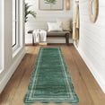 thumbnail image 1 of Scalloped Washable Runner Rugs for Hallway 2x6 Kitchen Runner Rug, Non Sip Bathroom Soft Christmas Rug Runner, Low Pile Modern Abstract Scalloped Carpet for Entryway Laundry Room Foyer, Green, 1 of 7