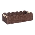 thumbnail image 1 of Scalloped Wicker Basket with Built-in Wooden Handles - Hand-Woven Rattan Storage Bin, Back of Toilet Tank Topper, Rectangle Decorative Tray for Shelf & Countertop(Brown), 1 of 5