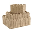 Hand And Rope Ileading Scalloped Paper Rope Baskets with Built-in Handles, Beige (3 ...