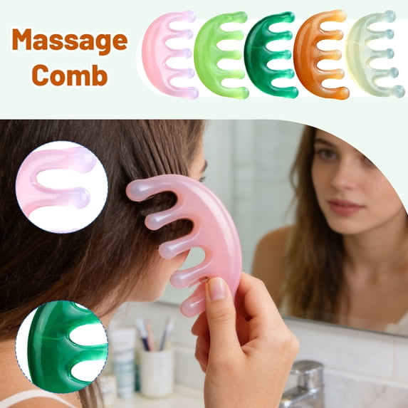 Scalp Massage Tool Head Massager, Resin Massage Comb Gua Sha Fascial Tools, Suitable for Scalp Care Hair Growth Stress Relax Headaches Meridian Acupoint Treatment Trigger Point Therapy Coffee