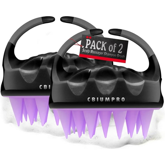 Scalp Massager, 2 Pack Scalp Brush Hair Shampoo Brush Head Scrubber 2020 Upgraded Version 100% Comfortable for All Hair Types of Curly Girls, Women, Wife, Girlfriend, Daughter, Men, Kids, Pets