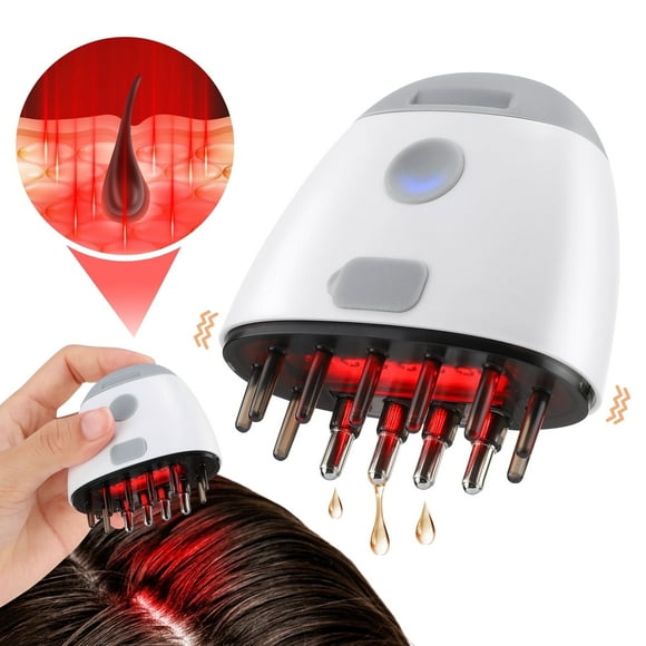 Scalp Oil Appplicator, Hair Scalp Massager, Essential Oil Delivery with IPX5 Waterproof, 0.17oz Liquid Tank, Red Light & 250mAh Battery Rechargeable for Scalp Relaxation