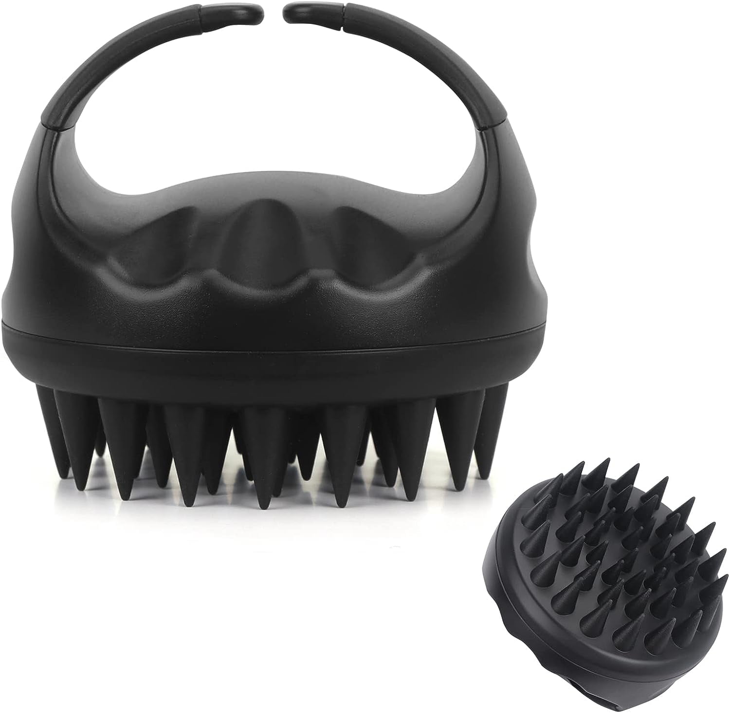 Scalp Massager, Shampoo Brush, Hair Scrub Brush with Soft & Flexible Silicone Bristles Hair Care and Head Massager, Wet and Dry Hair Scrubber/Exfoliator for Dandruff Removal Hair Growth, Black