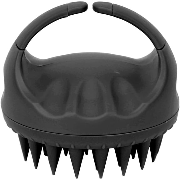 Scalp Massager Shampoo Brush Scalp Scrubber Soft Silicone Scrubber with Soft Silicone Bristles Waterproof Handheld Soft Hair Shampoo Scalp Wet Dry Hair Care (Black)