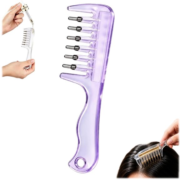 Scalp Oil Applicator Comb, Refillable Scalp Serum Applicator (Purple*1) | Hair Oil Applicator Comb with 6 Roller Ball Tips & Dropper, Scalp Massage Comb for Liquid Serum & Root Care