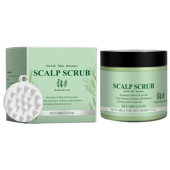 Scalp Scrub with Scalp Massager, Rosemary Scalp Exfoliator, Scalp Exfoliator Scrub for Build Up, Hair Exfoliate Scrub for Scalp, Hair Treatment Nourishing Detox Hair Care, 3.53 oz
