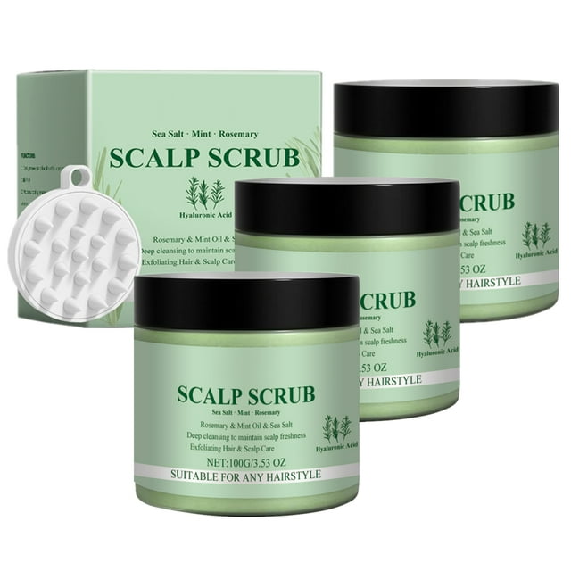 Scalp Scrub with Scalp Massager, Rosemary Scalp Exfoliator, Scalp Exfoliator Scrub for Build Up, Hair Exfoliate Scrub for Scalp, Hair Treatment Nourishing Detox Hair Care, 3.53 oz