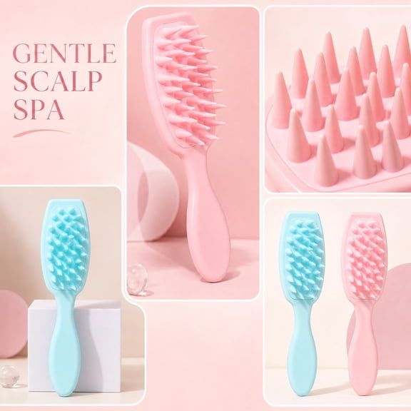 Scalp Scrubber, Scalp Massage Brush, Wet Brush, Head Massage Tool, Detangling Brush, Light Blue 8X2 Inch Long Handle Silicone Comb Designed for Full Scalp Cleansing, Gentle Scalp