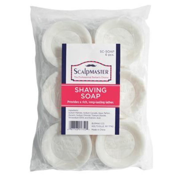ScalpMaster 6 Pack Professional Barber Shaving Lathering Soap, WHITE, SC-SOAP