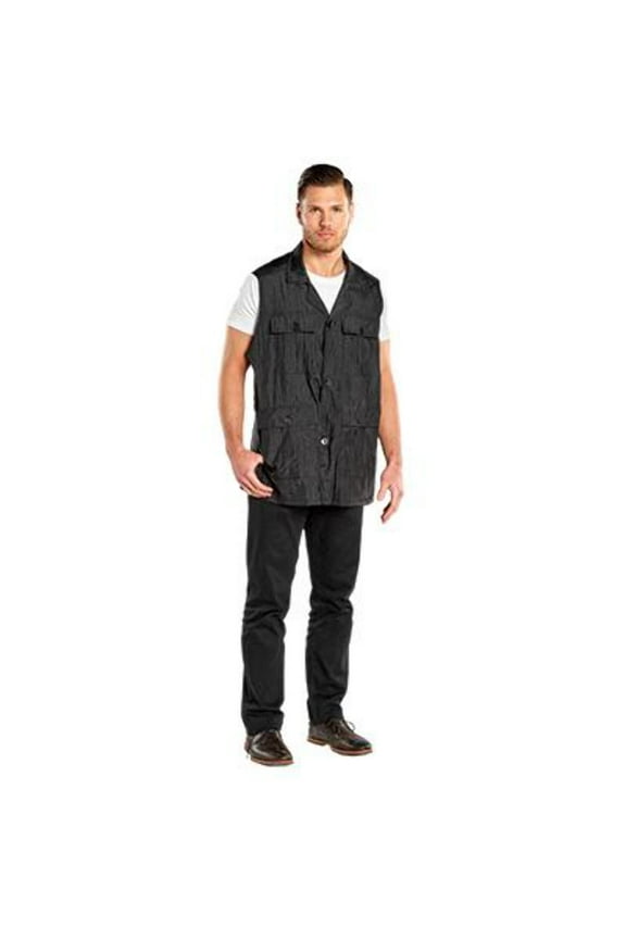 Nylon Utility Vest Button Black