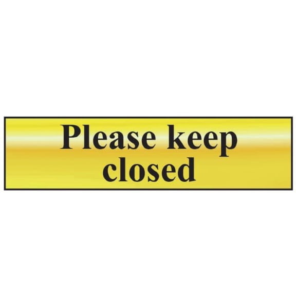 Scan - Please Keep Closed - Polished Brass Effect 200 x 50mm