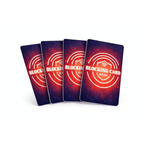 4 RFID & NFC Blocking Cards – Credit / Debit Card & Passport Protection – One Card Shields Entire Wallet