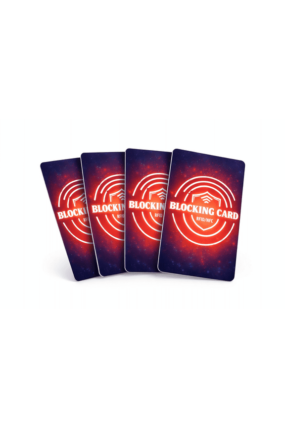 4 RFID & NFC Blocking Cards – Credit / Debit Card & Passport Protection – One Card Shields Entire Wallet