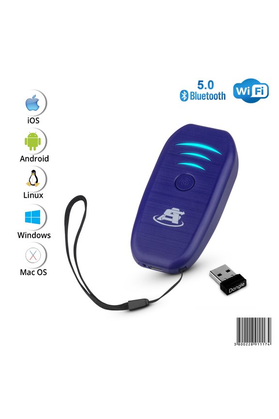 SA1000 1D Wireless Barcode Scanner - Bluetooth, Wi-Fi, USB, Rechargeable Handheld