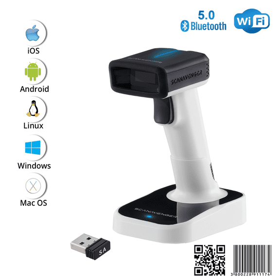 ScanAvenger SA9200 Wireless 1D/2D Barcode Scanner Bluetooth, Wi-Fi, USB, Handheld/on-Counter
