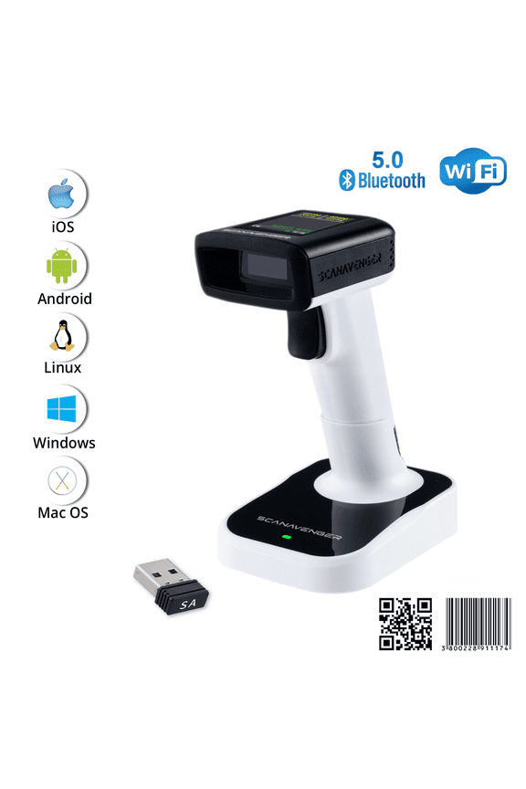 SA9400 Wireless 1D/2D Barcode Scanner Bluetooth, Wi-Fi, USB, Handheld/on-Counter with LCD Display