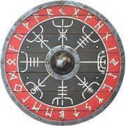Scandavion Slavic Runes 24 Wooden Viking Shield Black & Red.