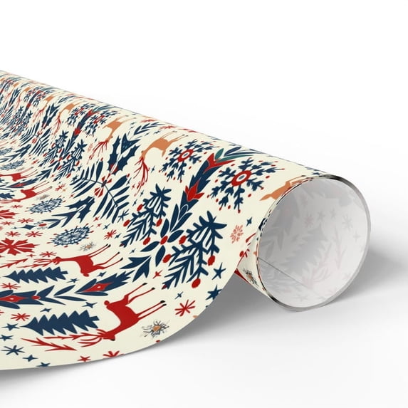 Scandi Christmas Wrapping Paper Roll Scandinavian Christmas Swedish Christmas Wrapping Paper, 58x23in Christmas Gift Wrapping Roll Simple Deer